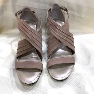 Michael Shannon suede strappy sandals w/cork heels